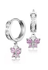 delightful sterling silver pink cubic zirconia butterfly baby birthstone earrings